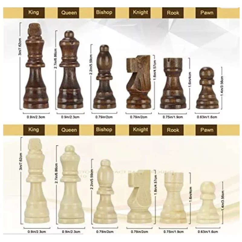 Vahome Magnetic Wooden Chess Pieces Only, 3" Large King Chess