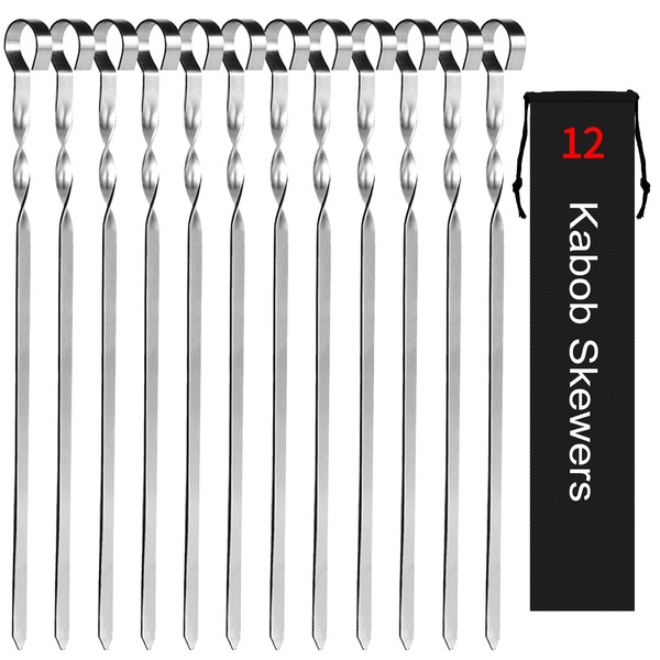 JY COOKMENT Kabob Skewers 14" Stainless Steel Long BBQ Barbecue