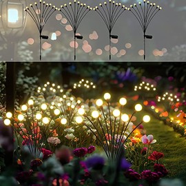 Solar Garden Lights - Pack of 4 Solar Firefly Lights Sway by Wind, Waterproof 40 LEDs Outdoor Lights, Pathway Lights Outdoor for Yard Patio Walkway Decoration, Warm White