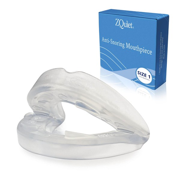ZQuiet, Anti-Snoring Mouthpiece, Comfort Size #1, Single Refill, Clear, Made in USA, BPA-Free, Medical-Grade Material