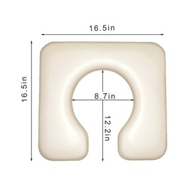 LilyBeauty PU Bedside Commode Seat Cushion, U Shape Soft Sponge Padded for Bedside Chairs, Raised Toilet Seat, 16.5" Width, Waterproof and Easy Clean - (Beige)