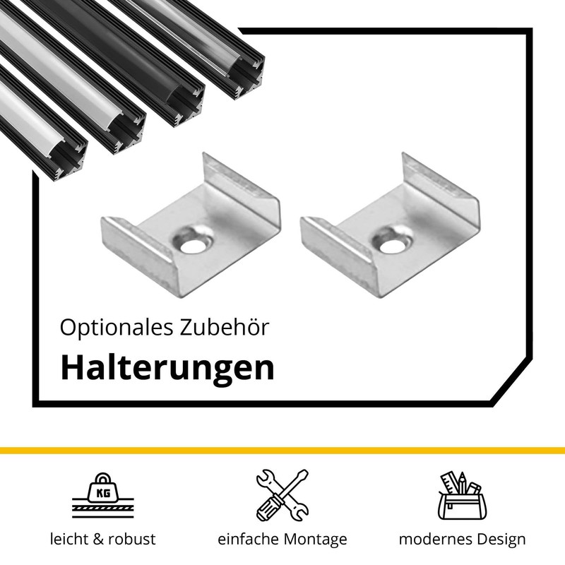 LED Aluminium Profile A19 Black 2x End Caps