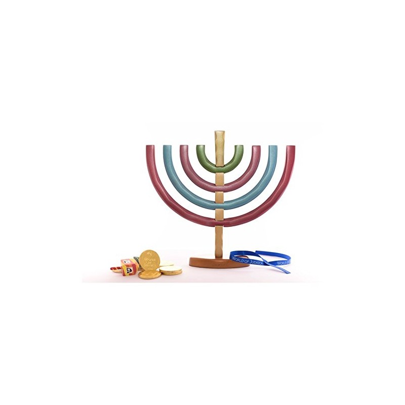 Yair Emanuel Anodized Aluminum Hanukkah Menorah with Bright Colors