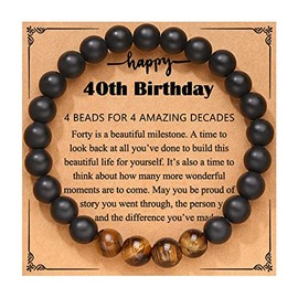 40 Yr Old Birthday Bracelet Gifts for Men 40th Birthday Gift for 40 Year Old Dad Son Tiger Eye Bracelets for Men 40 Years Old Birthday Gifts for Husband 40 Th Birthday Gift