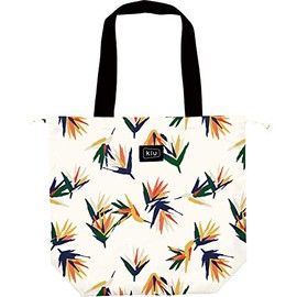 KiU K82-157 Waterproof Waterproof Bag Cover, Tote Bag, 2-Way Eco Bag, Compact, Packable, Foldable, Cute, Stylish, Unisex, Tropical Flower and Bird, Off
