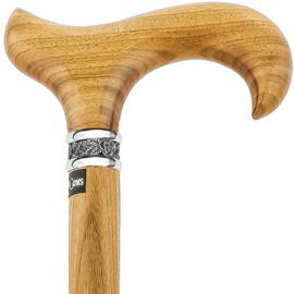 Afromosia Derby Walking Cane with Afromosia Wood Shaft and Pewter Collar