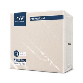 PAW - Pack of 50 Fabric-Like Airlaid Napkins (40 x 40 cm) | Absorbent Disposable Napkins Ideal for Weddings, Celebrations and Communions | Table Decoration - Fabric Design Cream
