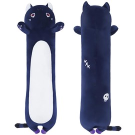 Yeqivo Cat Plush Body Pillow, Cute Cat Long Stuffed Animals Soft Cat Plushies, Purple Kitten Plush Toys for Kids Girlfriend(90cm/35.4inch)