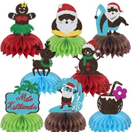 8 Pcs July Christmas Honeycomb Centerpieces Summer Christmas Party Decorations Christmas Table Decorations Hawaiian Party Decor Supplies