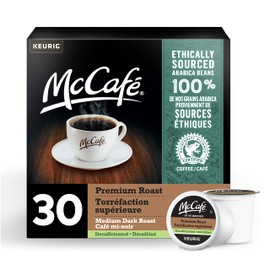 McCafé Premium Medium Dark Roast Decaf K-Cup Coffee Pods, 30 Count, Ethically Sourced, For Keurig Coffee Makers
