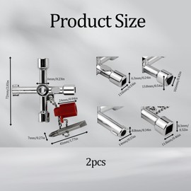 YTLSDHF 2 Keys with 2 Triangle and 2 Flat Keys, Meter Box Key, Gas Meter Box Key, Electric Box Key, Suitable for Electric, Water, Gas, Train, Cabinet, Triangle Key, Elevator Valves (Zinc Alloy)