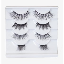 Prest Lashes Natural Fluffy Volume Fake Eyelashes (Natural Wispy Lash) (PACK OF 4)