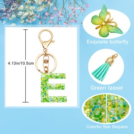 TTYY Initial Letter Keychain for Women Gift for Young Teenage Girl Gifts for Christmas to Mom Daughter green tassel (green star LetterE)