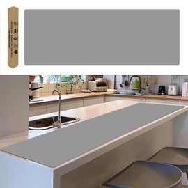 Large Silicone Mat, 78.7”x 15.7” Extra Thick Heat Resistant Mats, Nonslip Kitchen Countertop Protector Mat, Cuttable Waterproof Counter Protector Mat for Kitchen Island Workbench (Light Gray)