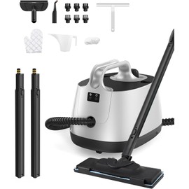Steam Cleaner with 21 Accessories, 5 Minutes Fast Heating, Multipurpose Portable Canister Steamer for Floors, Carpet, Cars, Tiles, Grout Cleaning, Chemical-Free, 1.5L Capacity