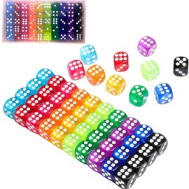 GRASSCALM 50 Pieces 10 Transparent Colors 14mm Dice with Exclusive Case 6 Sides (Red, Light Blue, Yellow, Green, Orange, Purple, Pink, Blue, Light Green, Black) trpg Acrylic Translucent Table Game