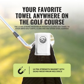 Stripebird Magnetic Clip for Any Towel (White) - Highest Strength Magnet for Golf Towel - Removable - Golf Towels for Men