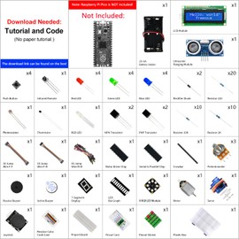 Freenove Super Starter Kit for Raspberry Pi Pico 1 2 W (Not Included), 588-Page Detailed Tutorial, 175 Items, 94 Projects, Python C Java Code