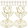 SHOWERORO 10pcs Tulip Note Holder Metal Place Card Holder Mini