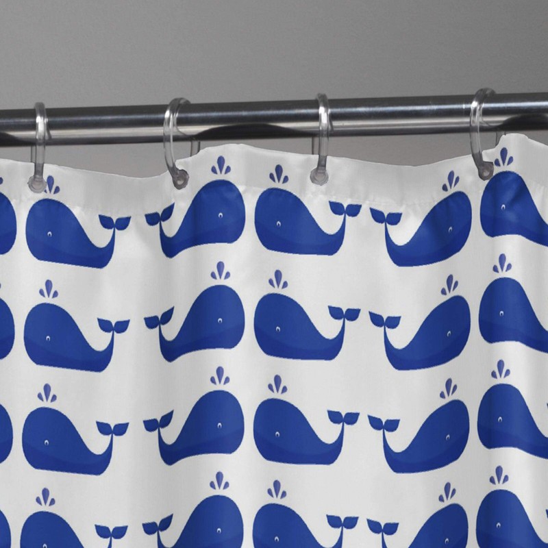 Sealskin Whale PEVA Waterproof Shower Curtain Blue 180cm Width x