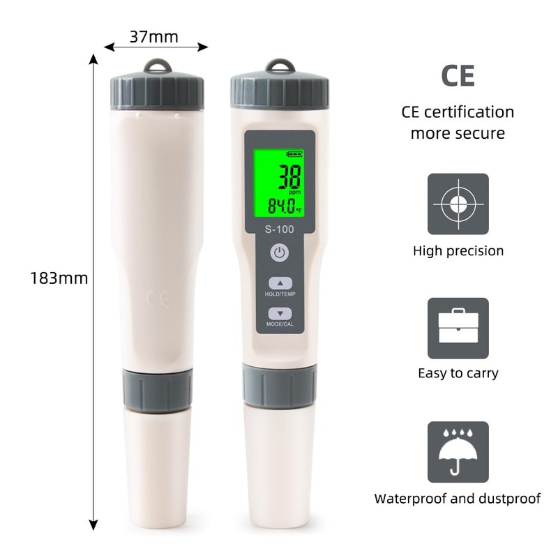 TDS Meter,4 in 1 Water Tester TDS/Salt/Temp/EC Meter,High Accuracy TDS