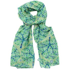 Purple Possum® Green Scarf Ladies Tree Print Oversized Lightweight Wrap Blue Trees Shawl