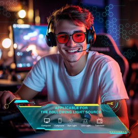 WINTOO Red Lens Glasses Blue Light Glasses Men Women - 99.9% Blue Green Blocking for Computer, Gaming, TV, Phone Screens