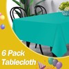 tujol Teal 6 Pack Plastic Table Cloth 54" x 108",