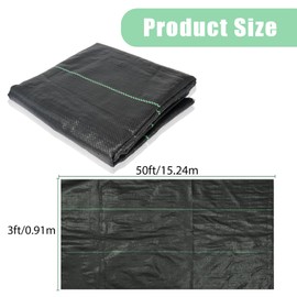 Garden Weed Barrier Landscape Fabric, 3ft x 50ft High Permeability Woven Weed Gardening Mat, Heavy Duty Garden Weed Blocker Weed Mat Ground Cover for Outdoor Gardening Farming
