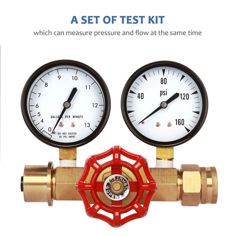 MEASUREMAN Water Pressure and Flow Test Gauge Assembly, Dual Measurement