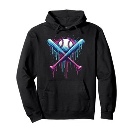 Baseball Bat Drip Funny Graphic Pullover Hoodie