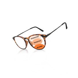 YIJIA-YOUNG Progressive Multifocal Reading Glasses Women Men No Line Bifocal Transition Readers Mid-Near Range 3ft Round Lens (Tortoiseshell, 1.5, Diopters)