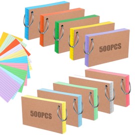 1000 PCS Index Cards 3x5 Inches Colored Flash Cards with Ring, Punched Lined Flashcards Ruled Index Cards Notecards Study Cards Heavy Note Cards for Studying, Learning, School, College, Memory