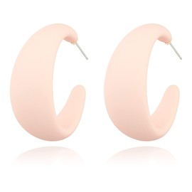 Selia Colourful Pastel Summer Trend Hoop Earrings - Lightweight Retro Hanging Boho Hoops - Natural Luminous Hippie Beach Earrings for Women, Brass