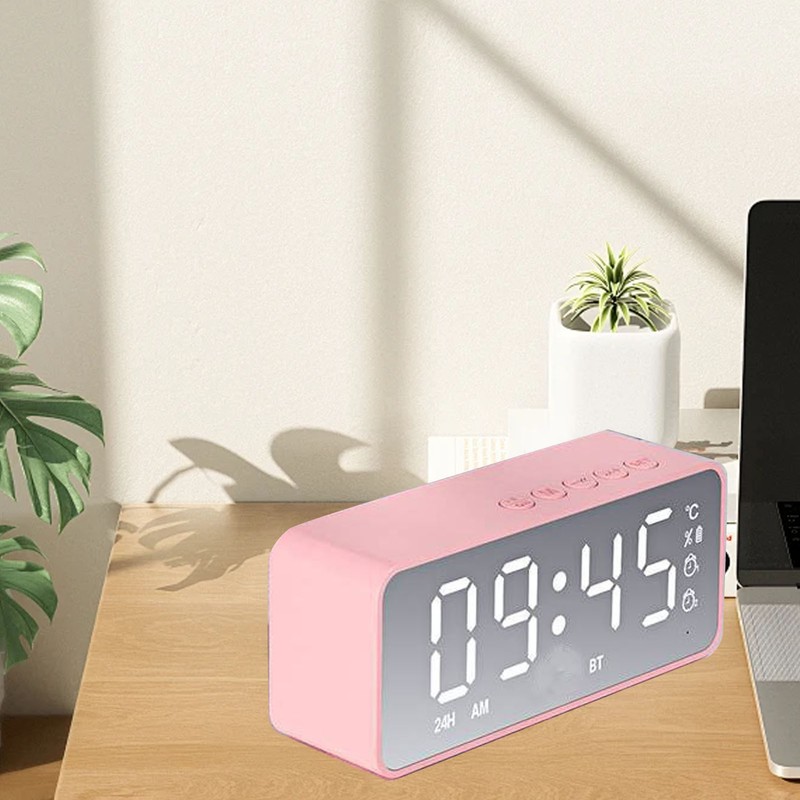 Bluetooth Speaker Alarm Clock Multifunction Electric Alarm Clocks Mirror Surface