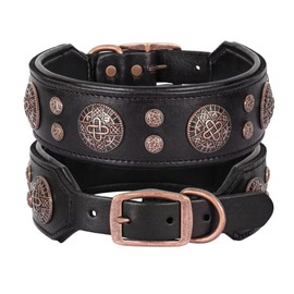 Didog Genuine Leather Dog Collar Wide Soft Durable 2" Wide Luxury Durable Dog Collar for Medium Large Dogs, Black, L