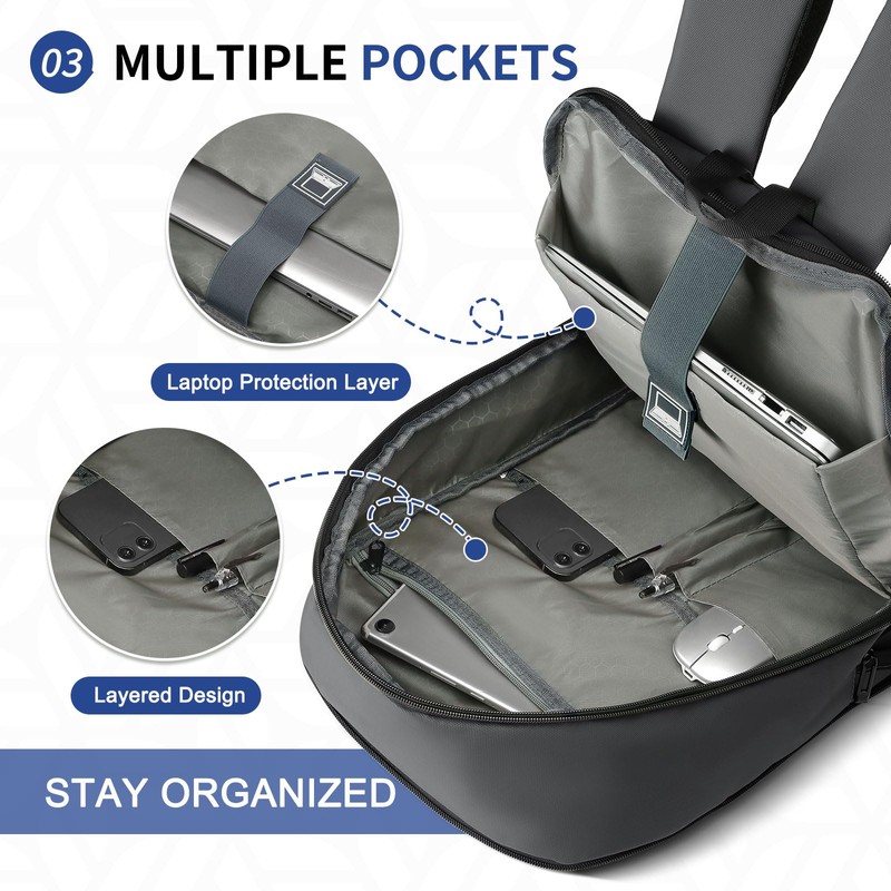SUIKIHUM Slim Laptop Backpack for Men, Expandable TSA Business Bags