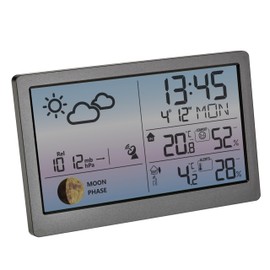 TFA Dostmann Luna Sky 35.1169 Wireless Digital Weather Station with Outdoor Sensor, Temperature Humidity Meter, Air Pressure Display, Moon Phase, Colour Display with Colour Gradient, Outdoor