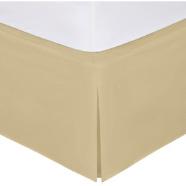 Bed Maker's Never Lift Your Mattress Classic 14” Drop Length Pleated Styling, Polyester Blend, Mocha, Twin