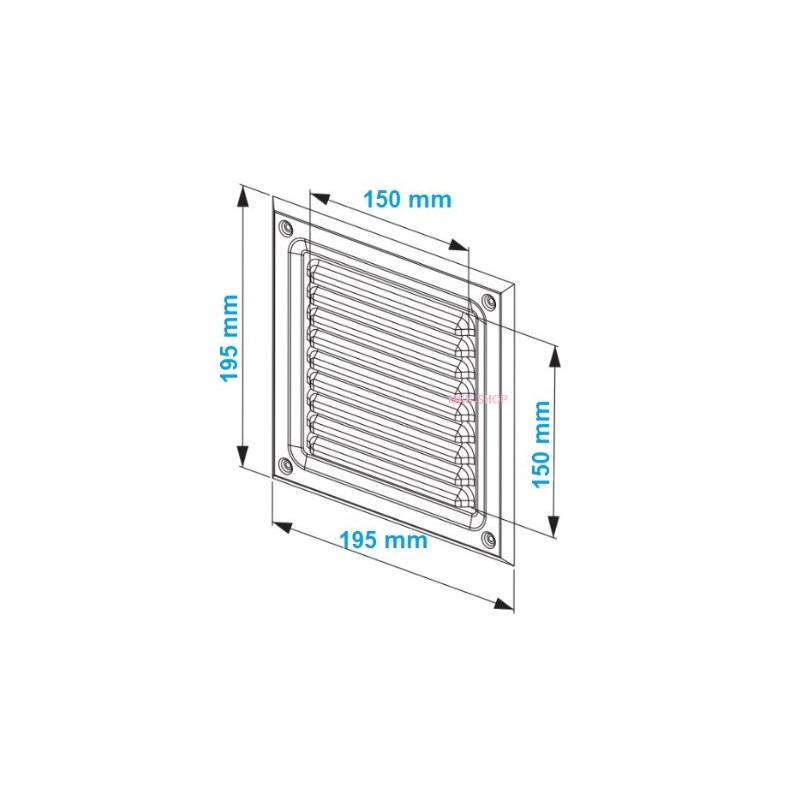 Stainless Steel Air Vent Grille 195mm x 195mm with Fly