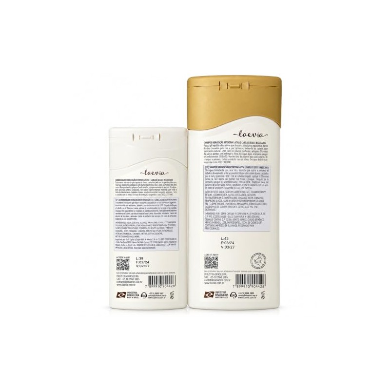 Kit Shampoo Hidratante Laevia 400ml Acondicionador 180 ml