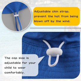 PEECABE Baby Sun Hat Summer Sun Protection Toddler Bucket Hat Wide Brim Adjustable Chin-Strap Beach Cap (CA/US, Age, 6 Months, 24 Months, Blue)