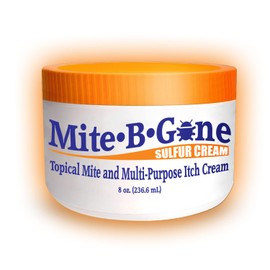 Mite-Be-Gone Crema de tratamiento de ácaros humanos de 8 onzas | Crema de azufre Max-Strength 10x para ácaros, mordeduras y picazón | Seguro para niños y adultos | Alivio rápido para todo tipo de piel