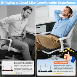 Inflatable Seat Cushion, Airplane Seat cushion for Long flights Without Air Pump, Pressure Relief Seat Cushion, Wheelchair cushions Applicable to Various Scenarios, Relief Discomfort in Coccyx&Buttock