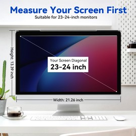 MOSISO 23-24 inch Computer Privacy Screen Protector for 16:9 Monitor, Eye Protection Frame Hanging Type Removable Anti-Scratch Acrylic Privacy Filter for Diagonal 23,23.6,23.8,24 inch PC Monitor