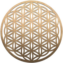 Fourth Level MFG 12" Flower of Life, Seed of Life, home decor, wooden wall art, sacred geometry art, sculpture, wall decorations, chakra banner, crystal grid (Gold)