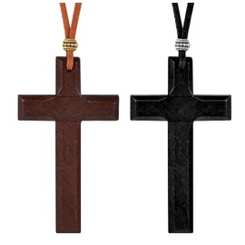 Feilok Mens Necklace Chain with Pendant Wood Cross Necklace Set for Men Man Boys Kids