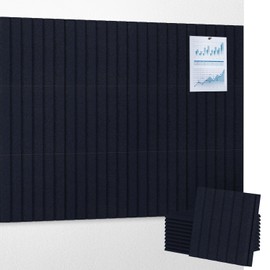 UMIACOUSTICS 12 PCS Equidistant Slotting Acoustic Panels,11.8" x 11.8" x 0.35" Sound Proof Wall Panels, Sound Absorbing Panels and Cork Board for Office, Studio, Home Theater, Deep Blue
