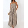 KMBANGI Women Striped Sleeveless Maxi Dress Swing Cutout Midi Dress