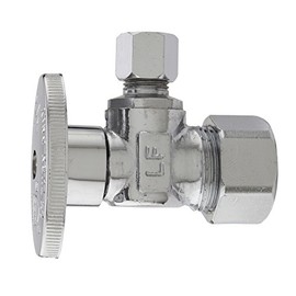 Plumb Pak PP123PCLF 1/4 Turn Angle Shut-Off Valve, 1/2 X 1/4 In, Compression X Od, Body, Chrome Plated, 0.5"